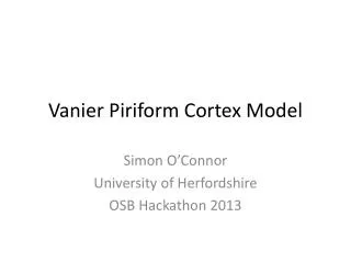 Vanier Piriform Cortex Model