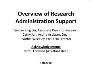 Overview of Research Administration Support