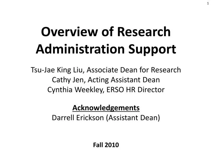 overview of research administration support