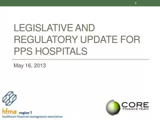 Legislative and Regulatory Update for PPS Hospitals