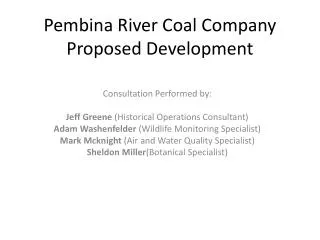 Pembina River Coal Company Proposed Development