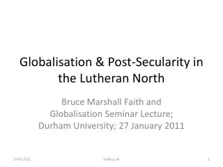 Globalisation &amp; Post-Secularity in the Lutheran North