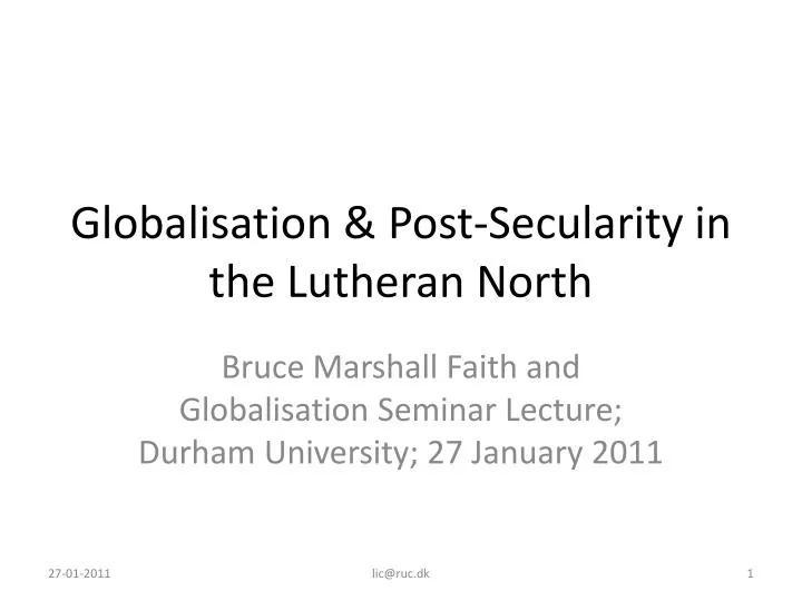 globalisation post secularity in the lutheran north