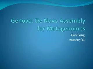 Genovo : De Novo Assembly for Metagenomes