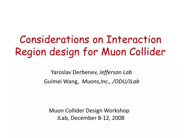considerations on interaction region design for muon collider