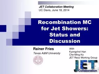 Recombination MC for Jet Showers: Status and Discussion