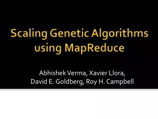 Scaling Genetic Algorithms using MapReduce