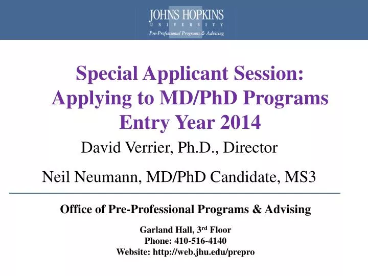 special applicant session applying to md phd programs entry year 2014