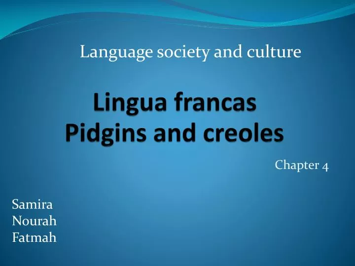 lingua francas pidgins and creoles