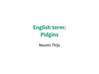 english term pidgins