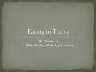 Eating to Thrive