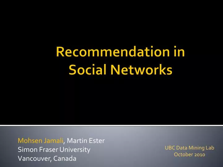 recommendation in social networks
