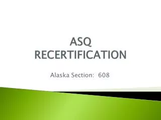 ASQ RECERTIFICATION