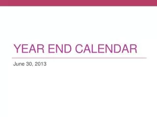 Year End Calendar