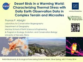 Thomas P. Albright Laboratory for Conservation Biogeography Department of Geography