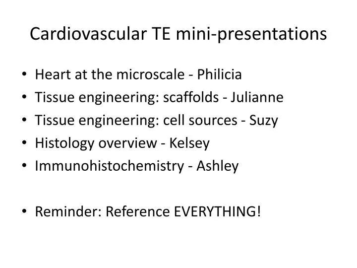 cardiovascular te mini presentations