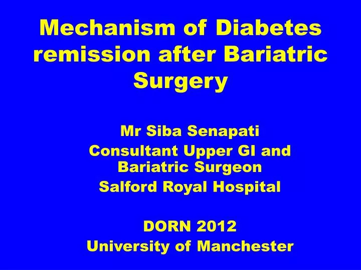 mechanism of diabetes remission after bariatric surgery
