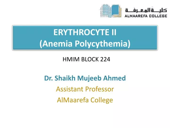 erythrocyte ii anemia polycythemia