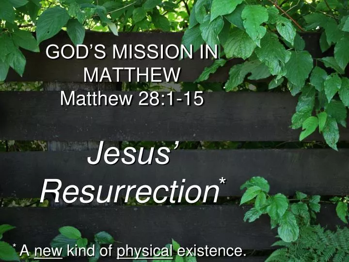 god s mission in matthew matthew 28 1 15 jesus resurrection a new kind of physical existence