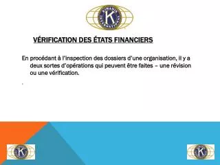 v rification des tats financiers