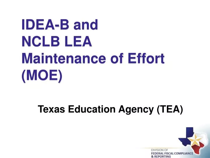 idea b and nclb lea maintenance of effort moe