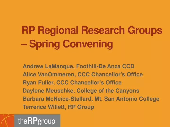 rp regional research groups spring convening