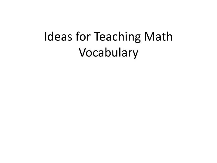 ideas for teaching math vocabulary