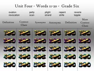 Unit Four - Words 11-20 - Grade Six
