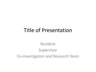 Title of Presentation