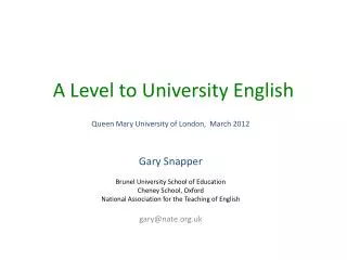 A Level to University English