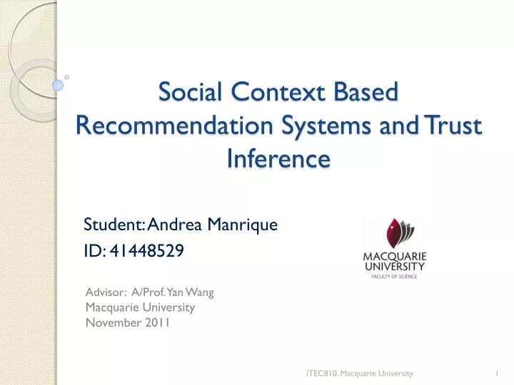social context based recommendation systems and trust inference