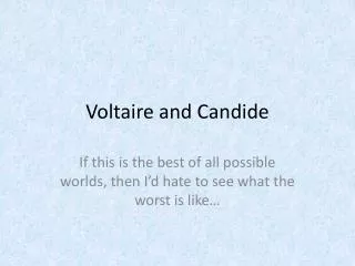 Voltaire and Candide