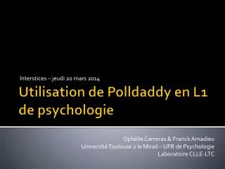 Utilisation de Polldaddy en L1 de psychologie