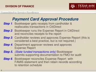 Payment Card Approval Procedure