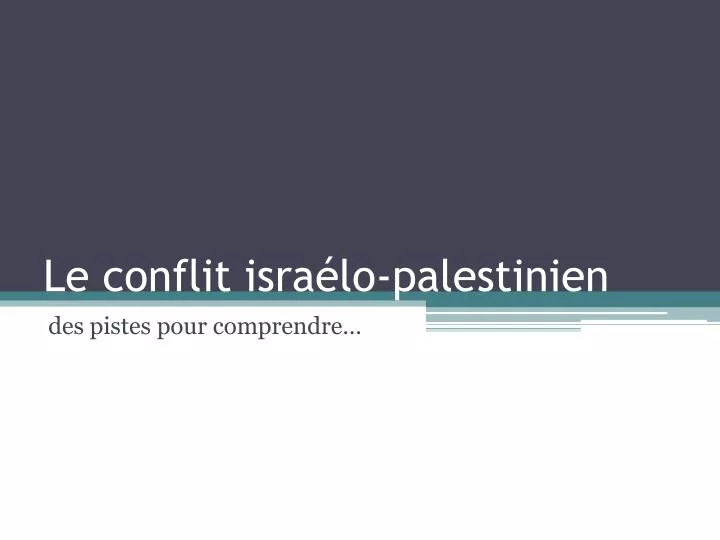 le conflit isra lo palestinien