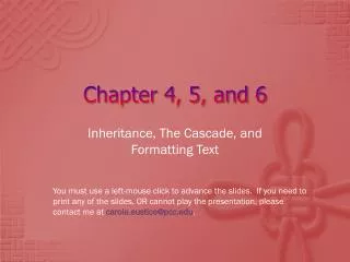 Chapter 4, 5, and 6