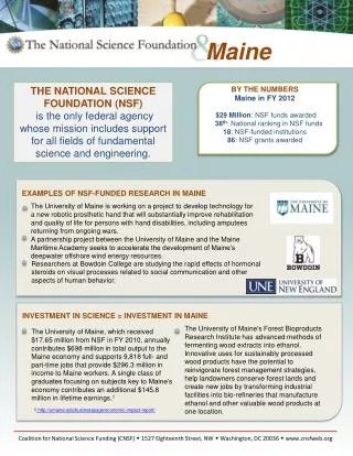 EXAMPLES OF NSF-FUNDED RESEARCH IN MAINE