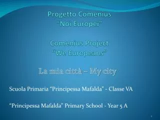 Progetto Comenius “Noi Europei” Comenius Project “ We Europeans ”