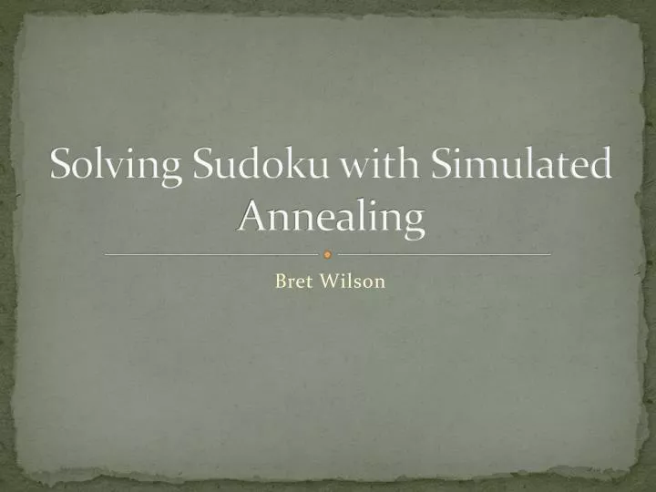 solving sudoku with simulated annealing