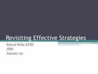 Revisiting Effective Strategies