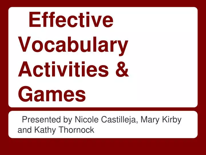 effective vocabulary activities games