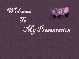 Welcome To My Presentation