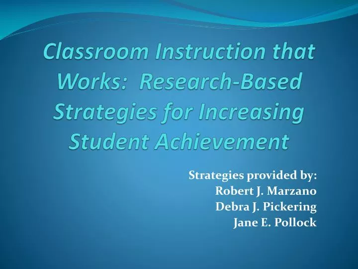 classroom instruction that works research based strategies for increasing student achievement