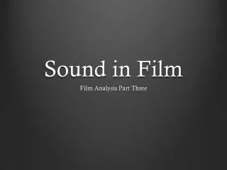 Sound in Film