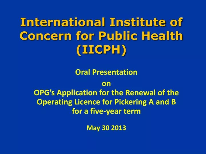 international institute of concern for public health iicph