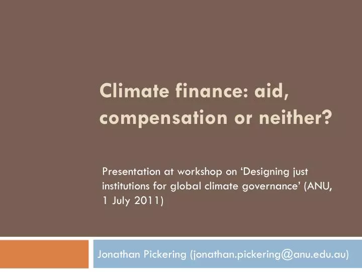 climate finance aid compensation or neither