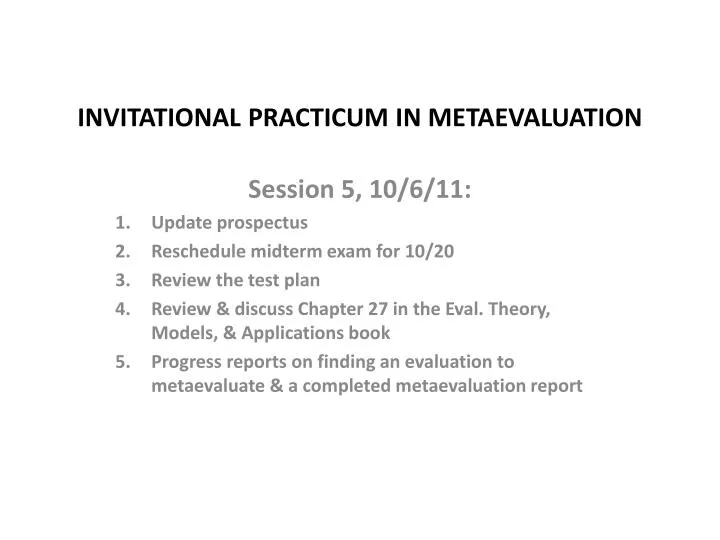 invitational practicum in metaevaluation
