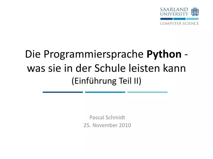 die programmiersprache python was sie in der schule leisten kann einf hrung teil ii