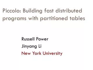 Piccolo: Building fast distributed programs with partitioned tables