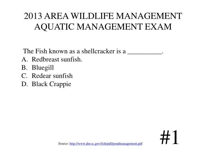 2013 area wildlife management aquatic management exam
